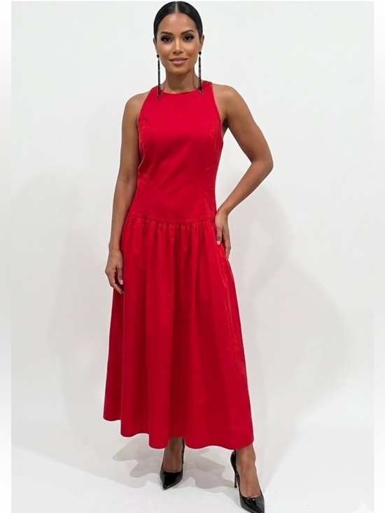 Abercrombie & Fitch Dresses & Skirts - Abercrombie & Fitch Cotton High Neck Drop Waist Sleeveless Maxi Dress Red New L